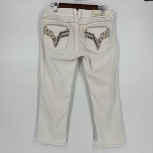 Vigoss Women's The Dublin Capri White Pants with Embellishments